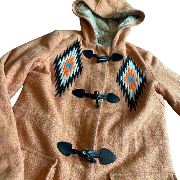 Tasi Malibu Urban Outfitters Orange Embroidered Coat Jacket Sherpa Size Small - Picture 5 of 13